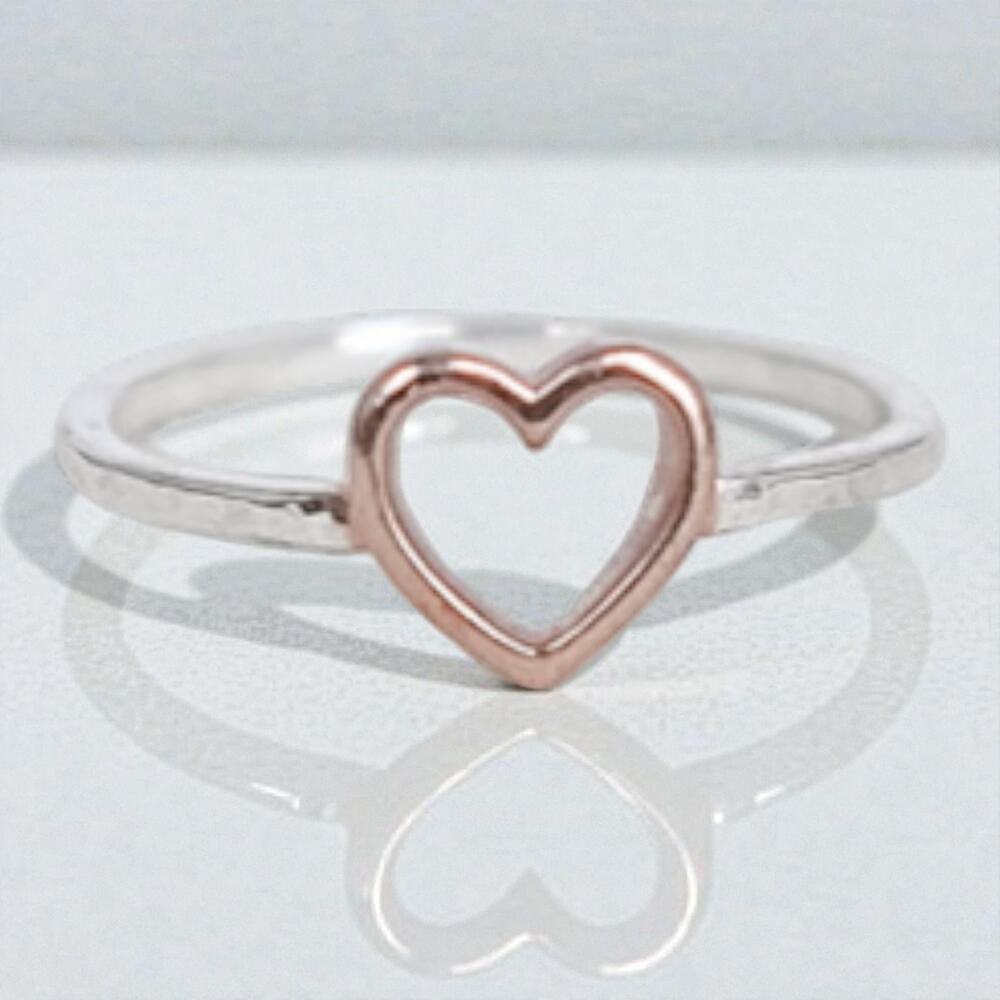 Dainty Sterling Silver Gold Plated Heart Stackable Stacking Ring Size 5.75 1g
